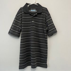PGA Tour Airflux Striped Short Sleeve Polo size Large